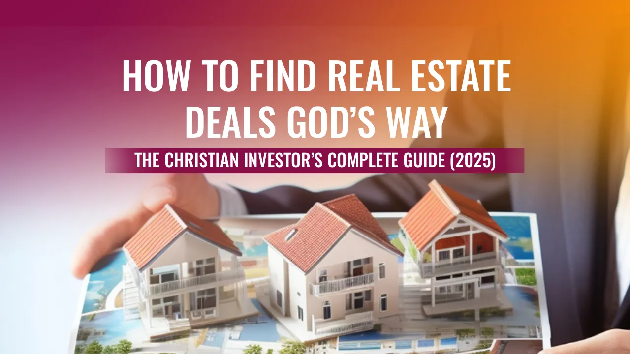 A person holding a brochure showcasing real estate deals, emphasizing Christian investment strategies for 2025.