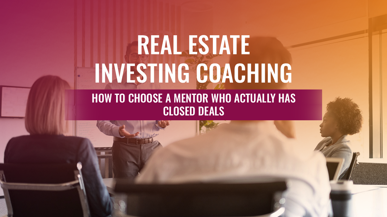 A group of individuals engaged in real estate investing coaching, learning how to choose a successful mentor.